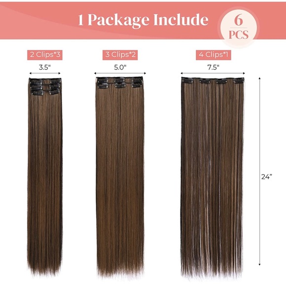 24 inch 16 clips hair extension clip in main image 4
